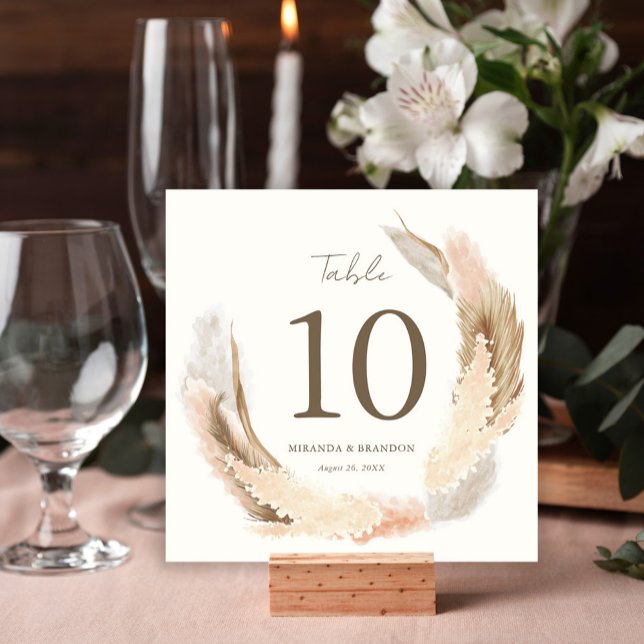 Invitation Modern Rustic Pampas Grass Wedding Table Number (Créateur téléchargé)