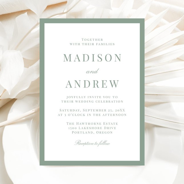 Invitation Modern Sage Green Border Wedding (Créateur téléchargé)