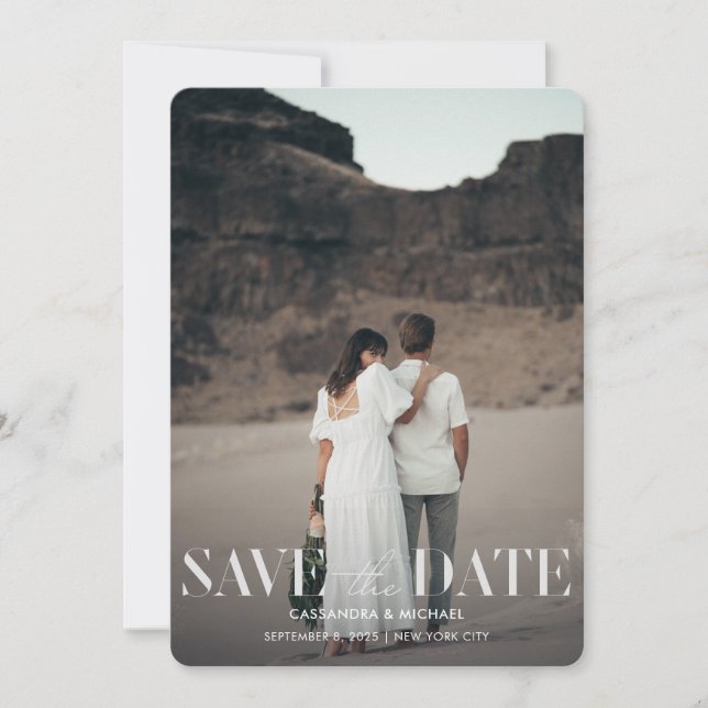 Invitation Modern Sage Green Deux Mariages photo Date de sauv (Devant)