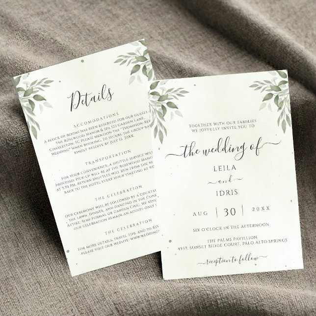 Invitation Modern Sage Greenery Floral All-in-One Wedding (Créateur téléchargé)