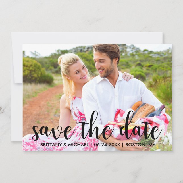 Invitation Modern Save the Date Fiançailles Couple Photo (Devant)