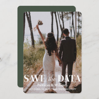 Invitation Modern Save The Date Forest Green Photo Mariage