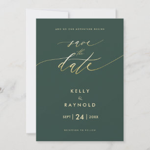 Invitation Modern Save The Date Hunter Green Mariage Photo