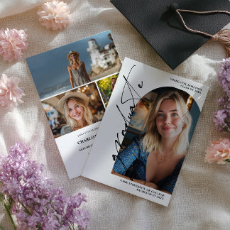 Invitation Modern Script black graduate photo graduation