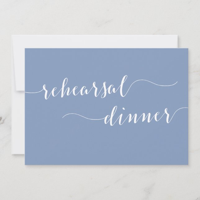 Invitation Modern Script Dusty Blue Wedding Rehearsal Dinner (Devant)