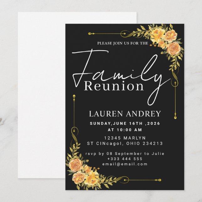 Invitation Modern Script Family Gathering Party (Devant / Derrière)