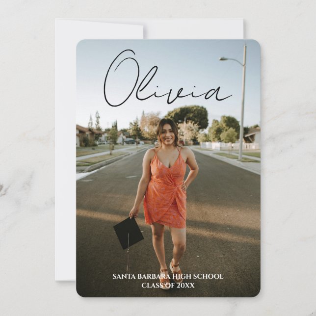 Invitation Modern Script Photo Collage Graduation Party (Devant)