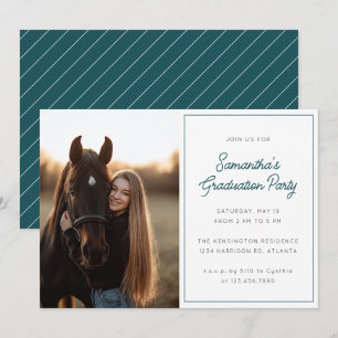 Invitation Modern Script Photo Turquoise Graduation Party