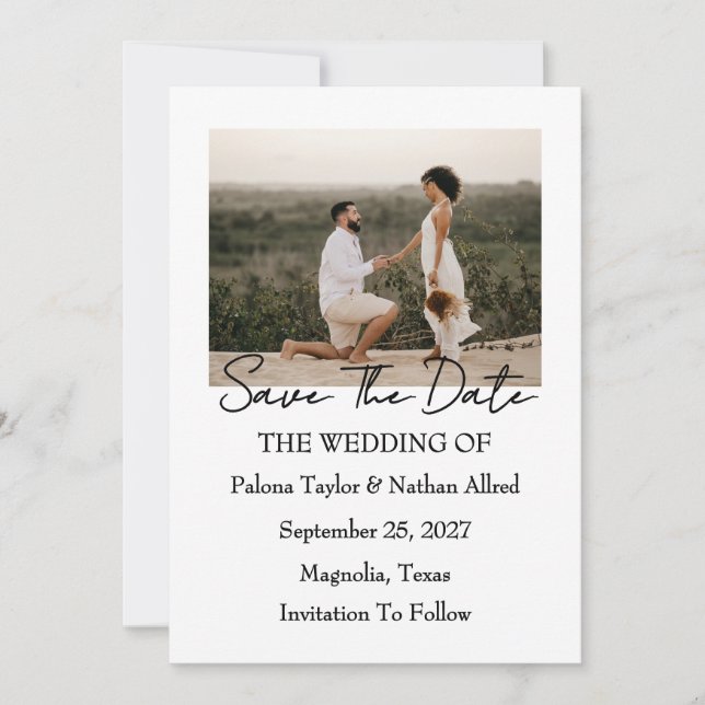 Invitation Modern Script Photo Wedding Save The Date (Devant)