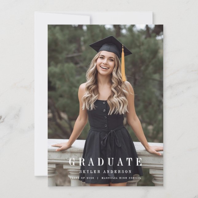 Invitation Modern Script Senior Photo Graduation  (Devant)