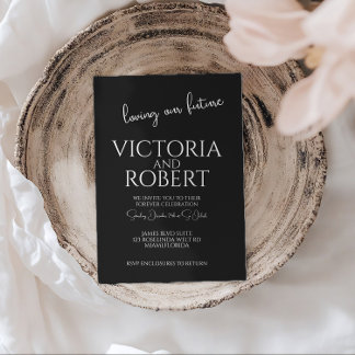 Invitation Modern Script Wedding Engagement Black Quote