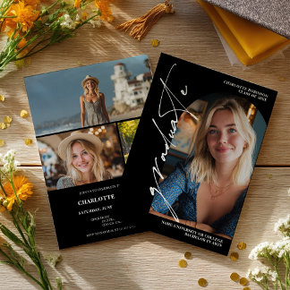 Invitation Modern Script white graduate photo graduation
