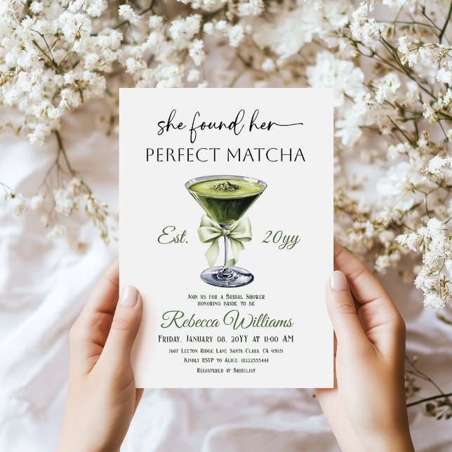 Invitation Modern She Found Her Perfect Matcha Bridal Shower (Créateur téléchargé)