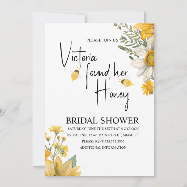 Invitation Modern She’s Found Her Honey Bee Bridal Shower (Devant)