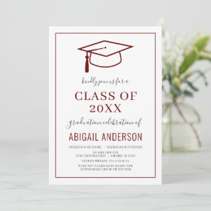 Invitation Modern Simple 2023 Graduation Photo Bourgogne