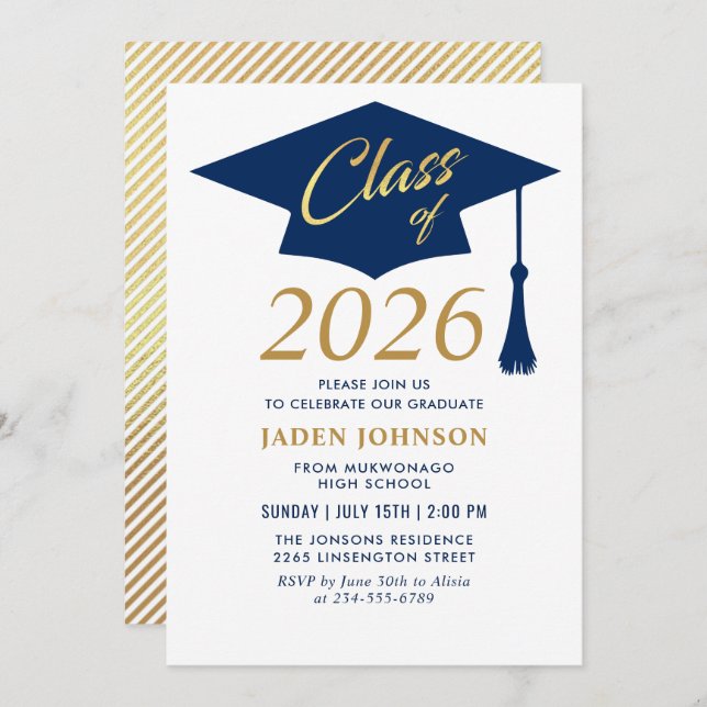 Invitation Modern Simple Class of 2025 Graduation Party (Devant / Derrière)