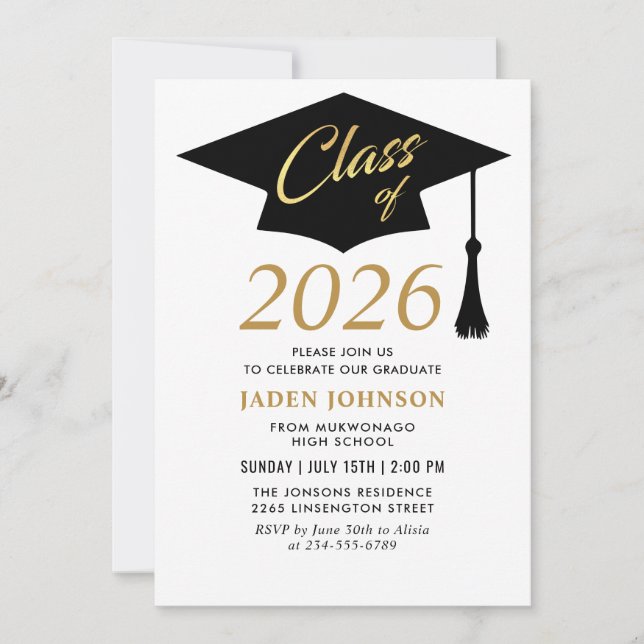 Invitation Modern Simple Class of 2025 Graduation Party (Devant)