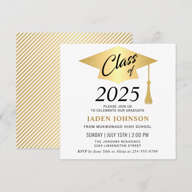 Invitation Modern Simple Class of 2025 Graduation Party (Devant / Derrière)
