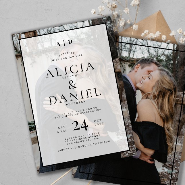 Invitation Modern simple typography 2 photo wedding (Créateur téléchargé)