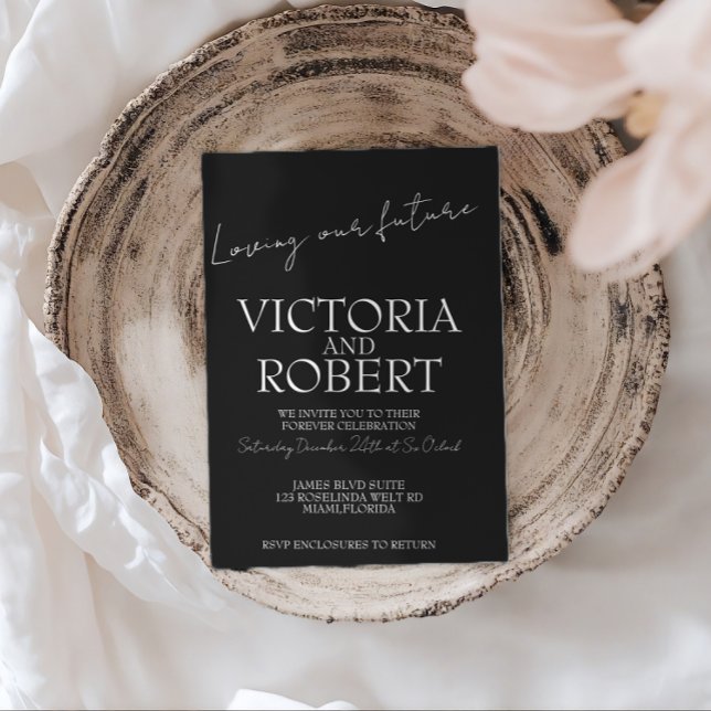 Invitation Modern Simple Wedding Engagement Black Quote (Créateur téléchargé)