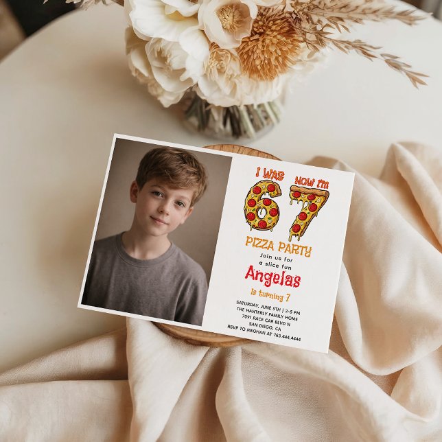 Invitation Modern Slice Slice Boy Six Seven Birthday Party (Modern Slice Slice Boy Six Seven Birthday Party Invitation
)