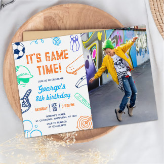 Invitation Modern Sports It's Game Time! Kids Birthday Photo