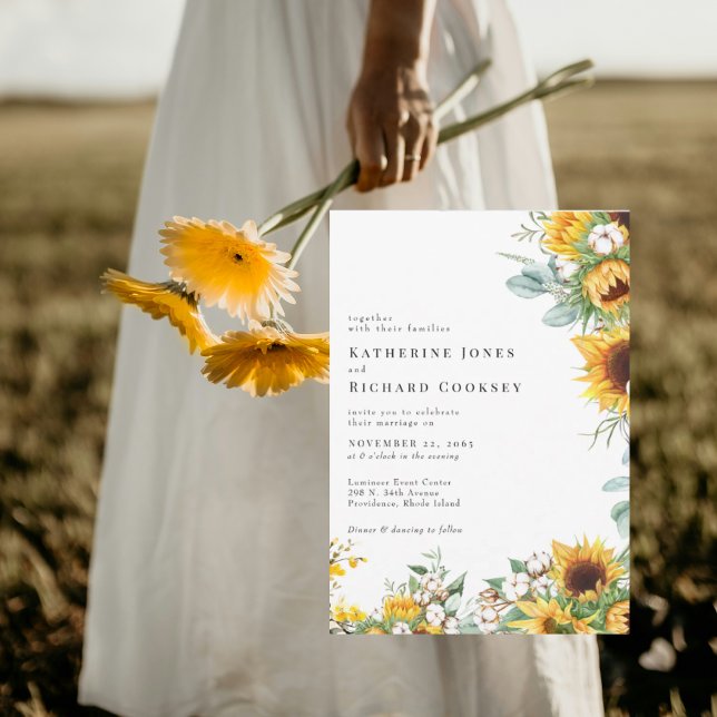 Invitation Modern Sunflowers No Parents Wedding (Créateur téléchargé)