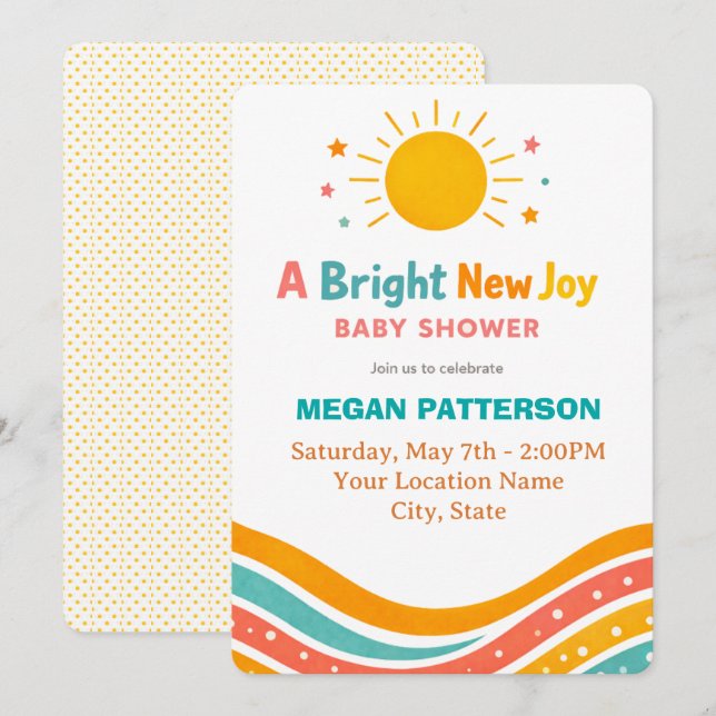 Invitation Modern Sunshine Baby Shower (Devant / Derrière)