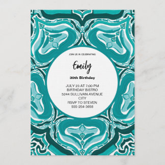 Invitation Modern Teal Abstract Pattern