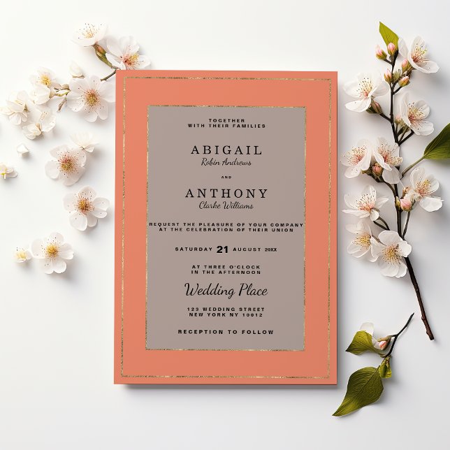 Invitation Modern terracotta brown gold classy Wedding (Modern terracotta brown gold classy Wedding )