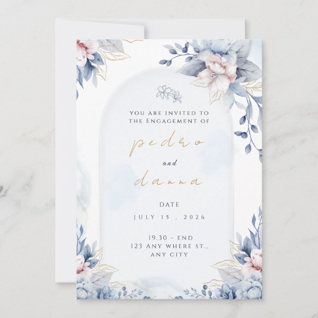 Invitation Modern Trendy Designer Dusty Rose Blush Wedding  (Devant)
