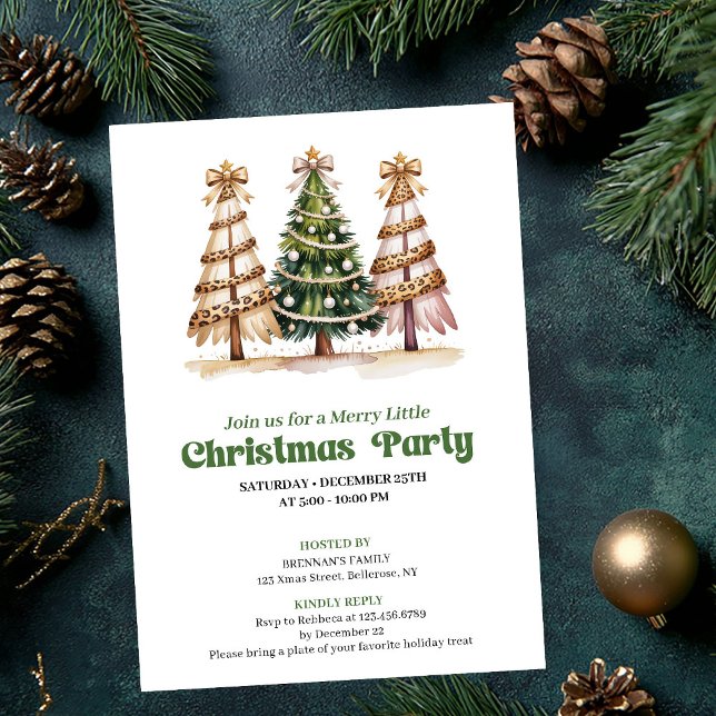 Invitation Modern watercolor leopard Christmas tree invite (Modern watercolor leopard Christmas tree invite)