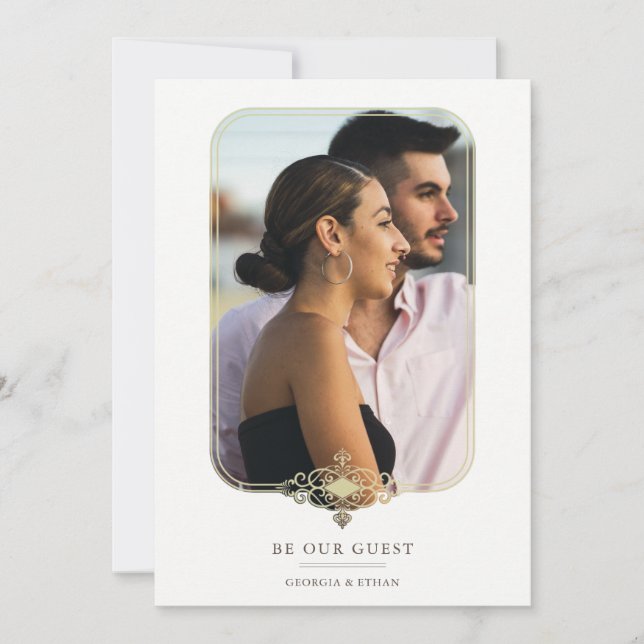 Invitation Modern Wedding Flourish Filigree Fancy Photo Frame (Devant)