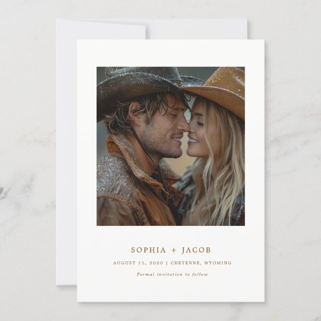 Invitation Modern Western Photo Cowboy Cowgirl Save the Date  (Devant)