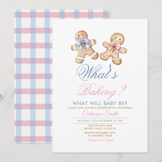 Invitation Modern What’s Baking Gingerbread Gender Reveal (Devant / Derrière)