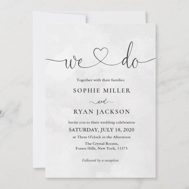 Invitation Modern white and black Photo Wedding (Devant)