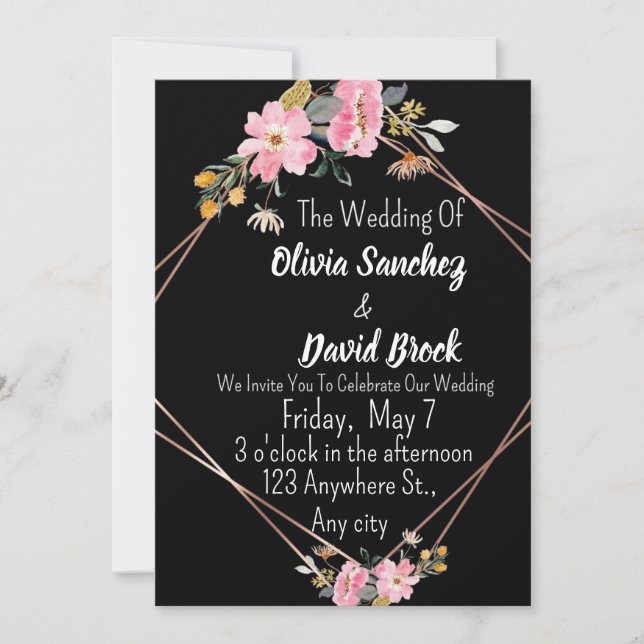 Invitation Modern White and Black Simple Wedding  (Devant)