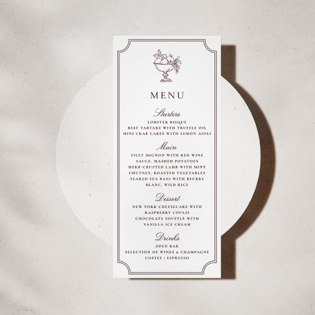 Invitation Modern White Burgundy Double Frame wedding  Menu (Créateur téléchargé)