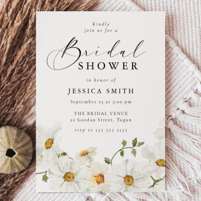 Invitation Modern White Floral Bridal Shower (Créateur téléchargé)