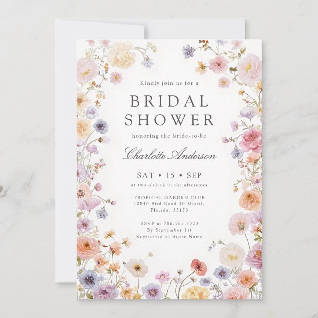 Invitation Modern Wildflowers Bridal Shower (Devant)