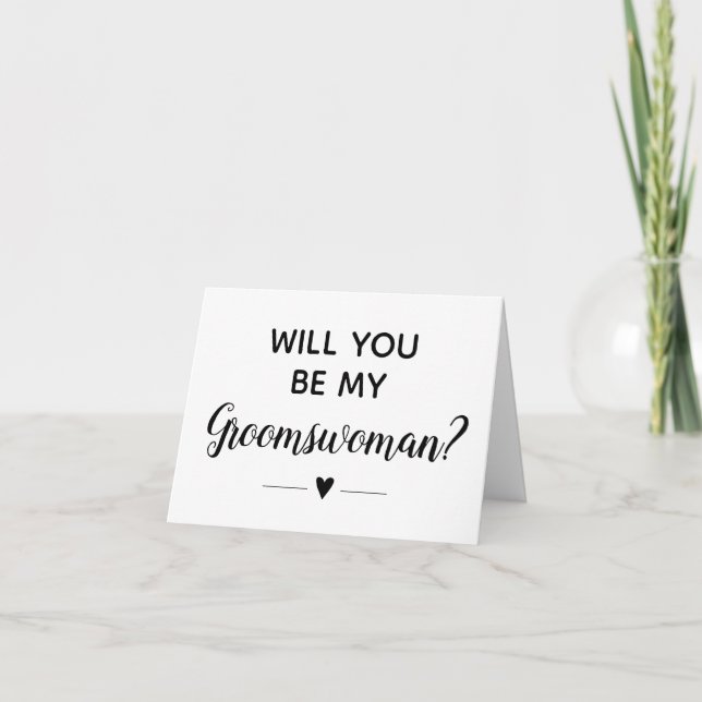 Invitation Modern Will You Be My Groomswoman Proposition Card (Devant)