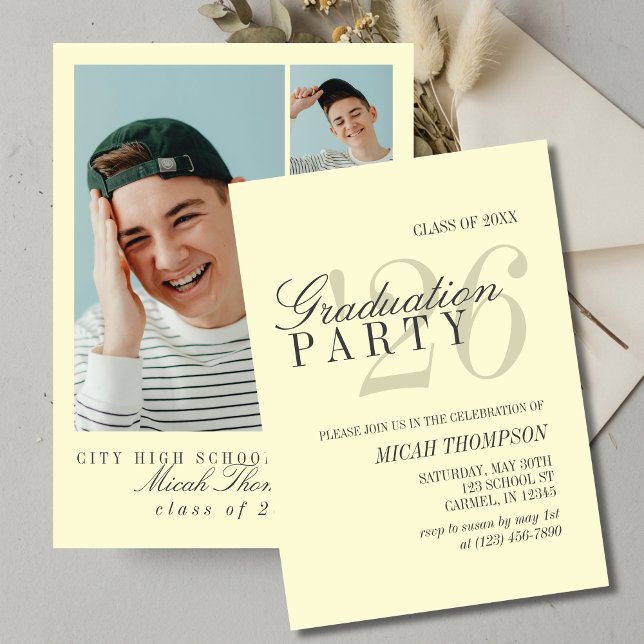 Invitation Modern Yellow Photo Graduation Party (Modern Yellow Photo Graduation Party Invitation)
