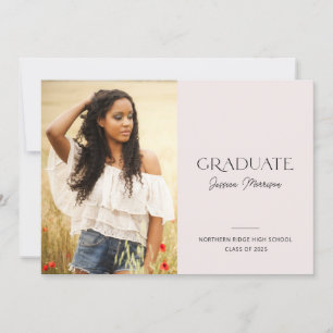 Invitation Moderne 1-Photo Blush Pink 2024 Graduation Party
