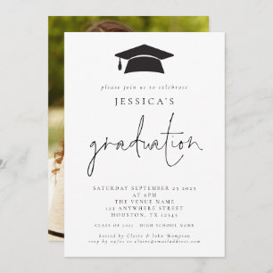 Invitation Moderne 2024 Graduation Photo Mortar Board Casquet