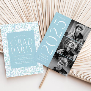 Invitation Moderne 2025 Sky Blue 3 Photo Graduation Party