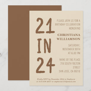 Invitation Moderne 21e anniversaire 21 en 24 Anniversaire