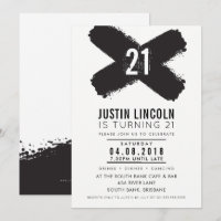 MODERNE 21e anniversaire fête noir brosse traits