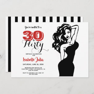 Invitation Moderne 30 & FLIRTY 30e anniversaire Noir & Rouge
