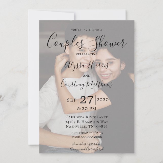 Invitation Moderne 3 Photo LGBTQ Couples Douche (Devant)