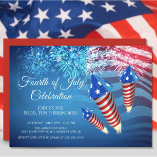 Invitation moderne 4 juillet feux d'artifice